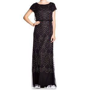 Adrianna Papell Black Blouson Gown, Size 12